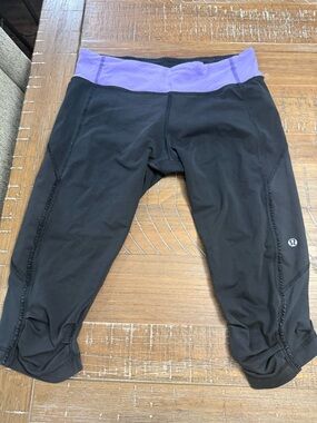 lululemon athletica Black Capris with Purple Waistband